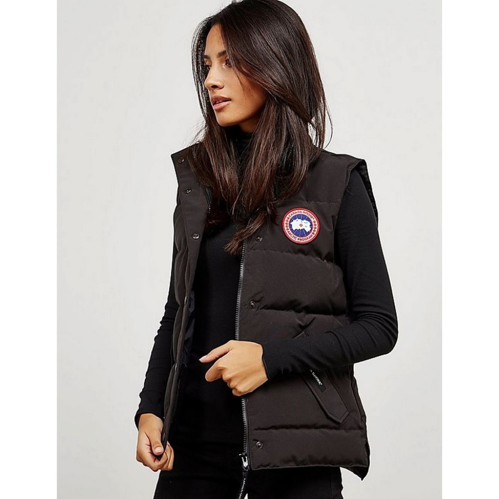 Canada Goose Black Quilted Down Vest with Logo Patch